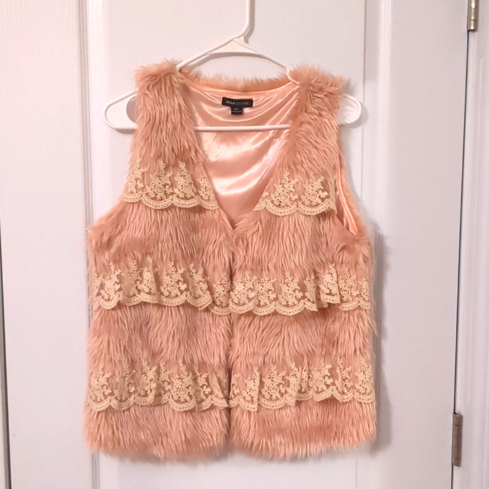 Jella Couture faux fur vest sz M/L